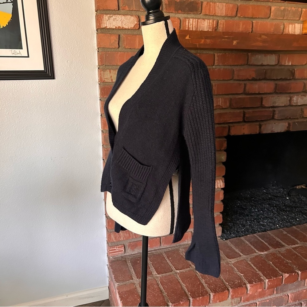 Bogner Caroline Wool & Cashmere Cardigan in Navy Blue Sz 5 - Picture 4 of 9